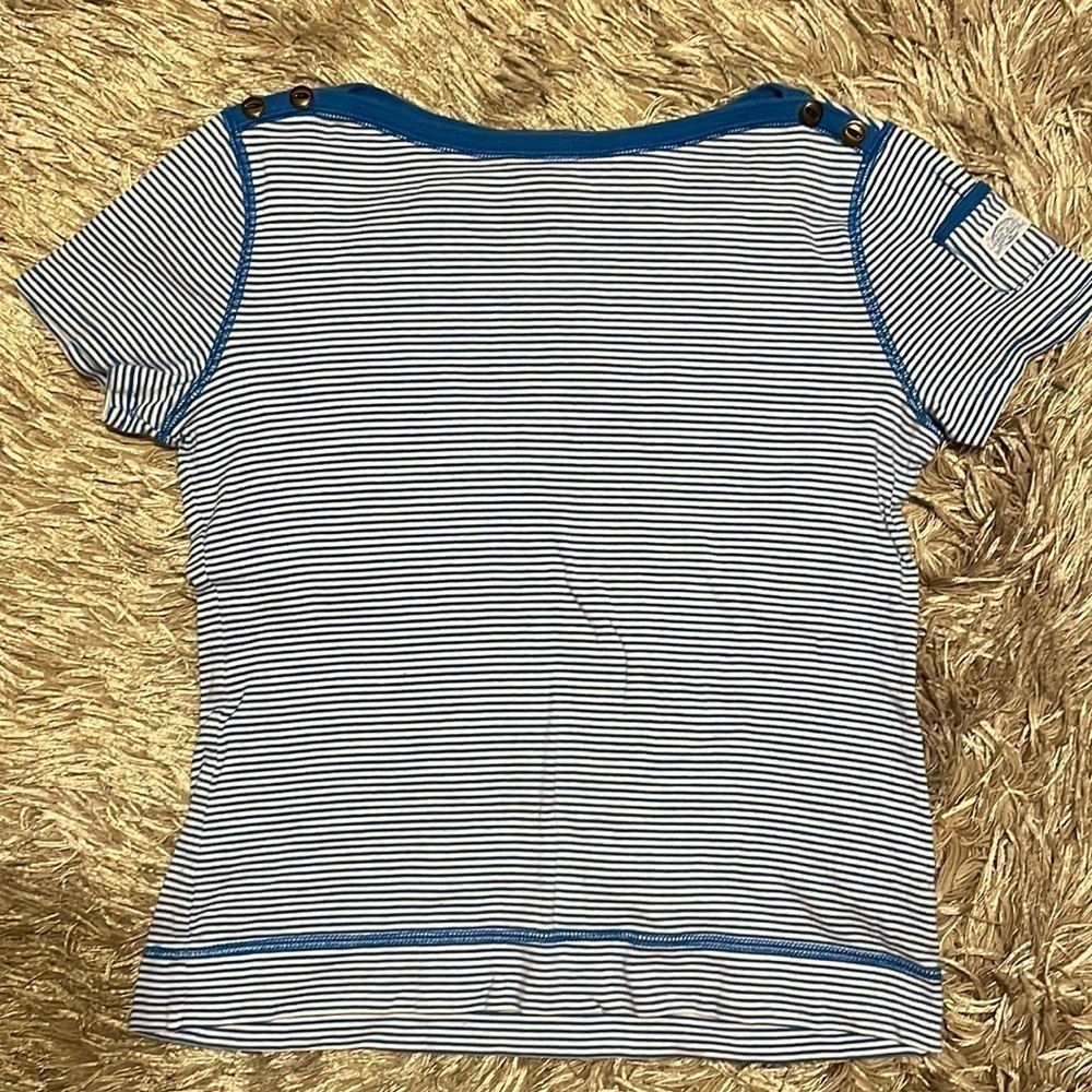 Lauren Ralph Blue & White Stripe Tee Shirt